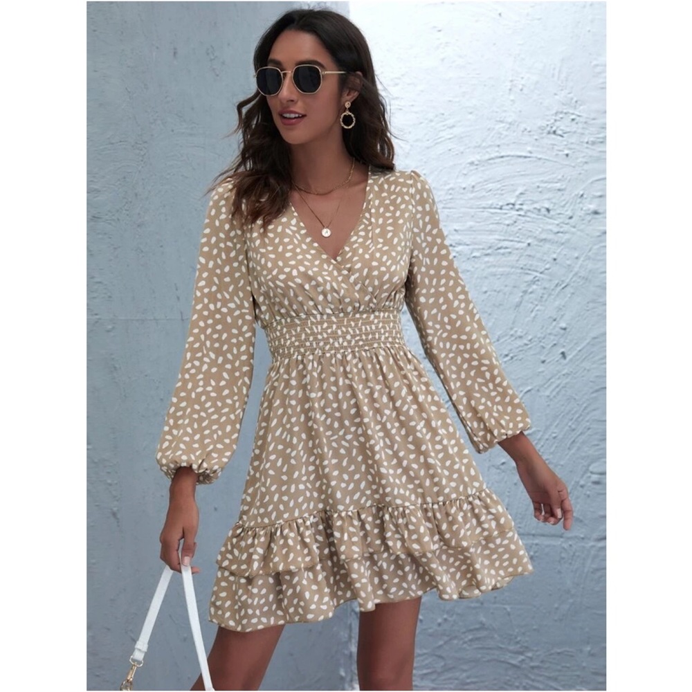 NWOT Speckled Ruffle Mini Dress